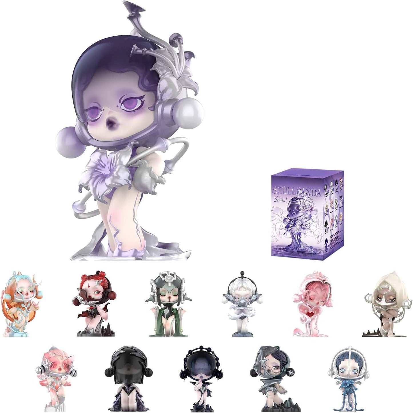 POP MART SKULLPANDA The Sound Series Figures, SKULLPANDA Blind Box Figures, Random Design Action Figures Collectible Toys Home Decorations, Holiday Birthday Gifts, Single Box