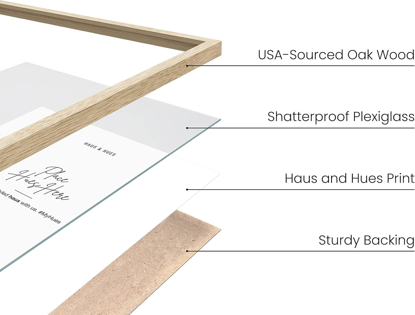 HAUS AND HUES Beige Wood Oak 16x20 Picture Frame, Set of 3 - Modern Wood Wall Art Display - Lightweight 16x20 Frame Set of 3 for Art Prints, Photos, Posters - Ready-to-Hang Vertically & Horizontally