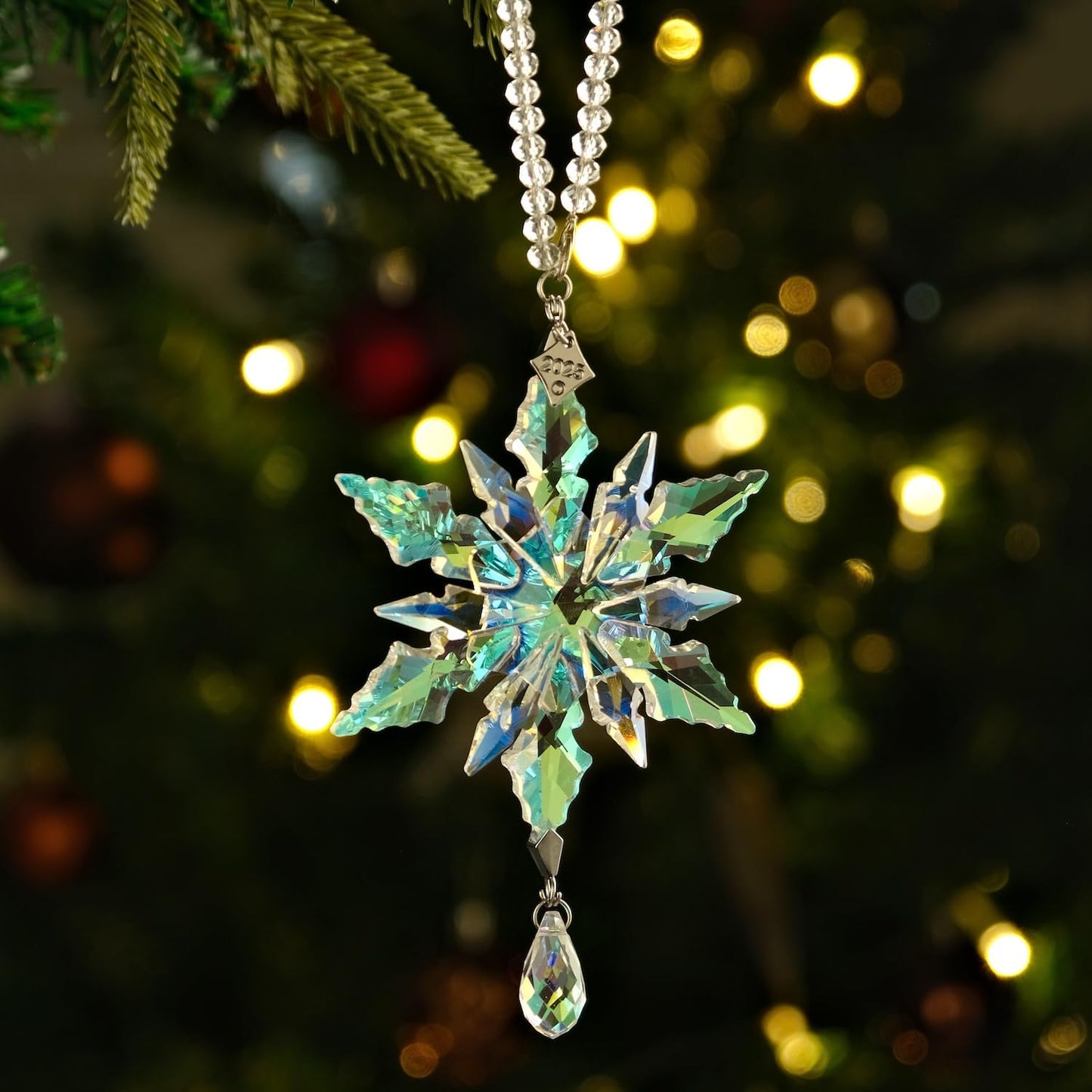 2025 Annual Christmas Ornaments Crystal Snowflake Star - Christmas Tree Ornaments Pendant Sun Catcher Home Hanging Decor (2025 Colored Crystal 3 Layers)