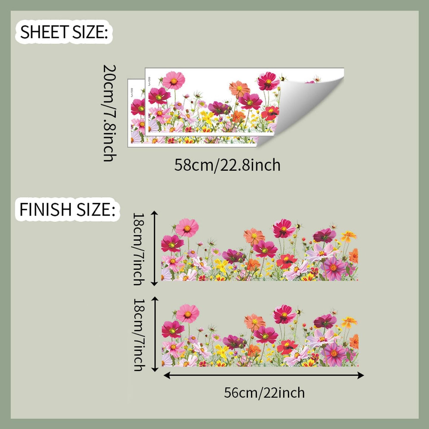 2 Sets 3D Daisy Window Clings Boho Garden Flower Double Sided Wildflower Floral Daisy Window Decals Anti-Collision Glass Doors Stickers 7x21 Inch