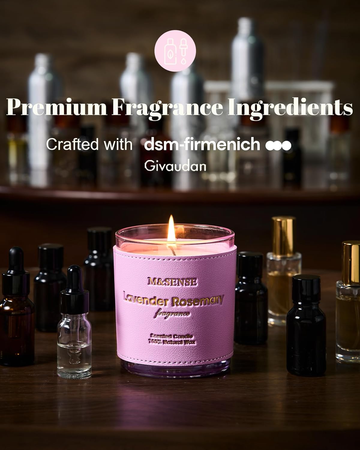 M&SENSE Citrus Floral Scented Soy Candles, Naturally Scented Vegan Soy Candle, 10oz 42-Hour Long Last Burning Time, No Toxin Bathtub Relaxing Stress Relief Home Fragrance for Women and Man