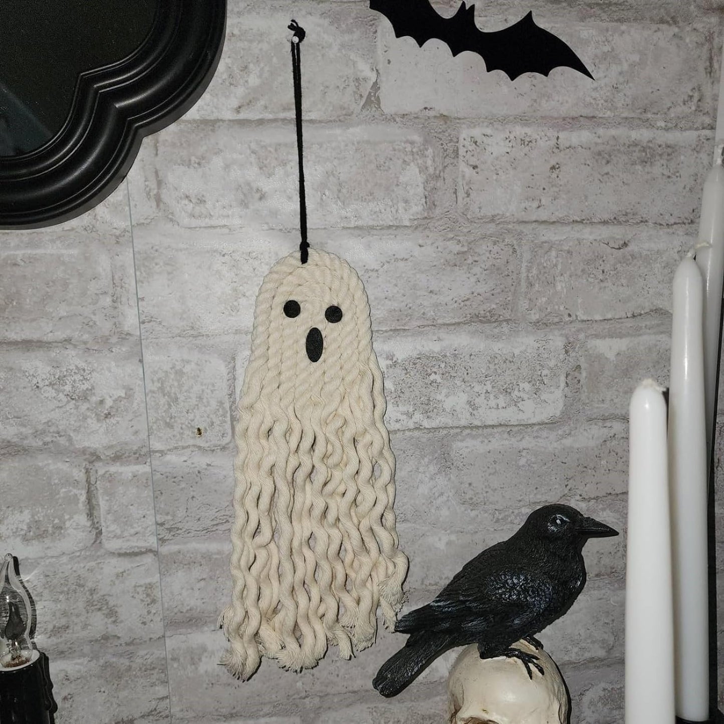 Handmade Cute Ghost Halloween Decor, Halloween Decorations Indoor & Outdoor Party, 14 inch Fall Decor Hanging Ornaments for Home Front Door, Window, Wall, Yard, Tree, Car, Garage Door