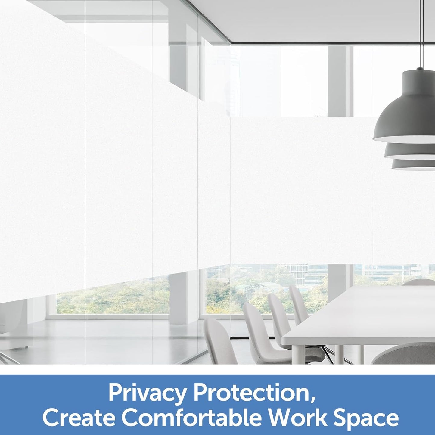 HIDBEA Frosted Window Privacy Film - Non Adhesive Static Cling Glass Stickers Sun UV Blocking Heat Control Door Covering Decals for Home Office(Frosted White, 17.5 x 78.7 Inch)