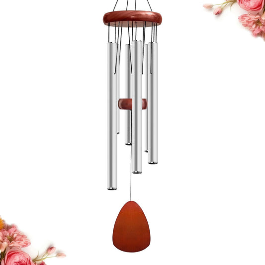 28" Wind Chime for Mothers Day, Decorative Wind Chimes for Outside, Memorial Windchimes Remembrance Gift for Women Mom Grandma, Metal Wind Chimes Outdoor Decor for Garden Patio Zen(Silver)