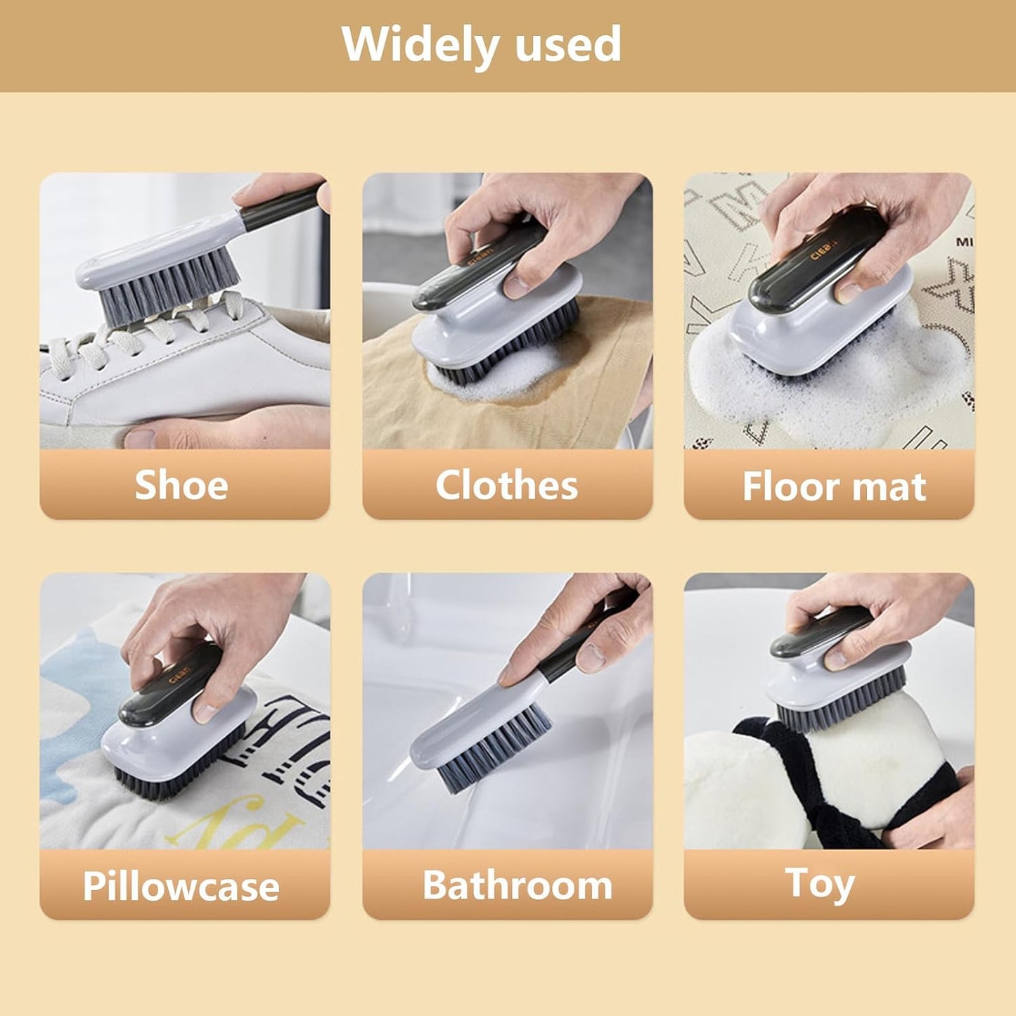 Laundry Stain Brush Household Scrub Brush Laundry Brush for Stain Removal,Soft Bristle Brush 2 Pack Stain Brush for Clothes Scrubbing Bathroom Cleaning Brush,Easy to Hold (Green)