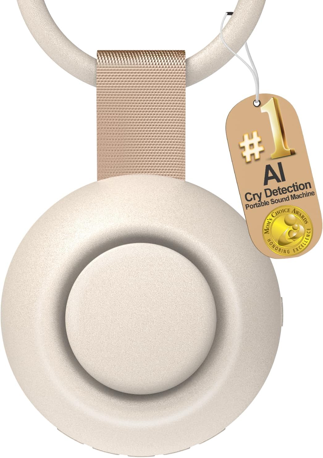 2025 Mom's Choice Awards, Portable Sound Machine for Baby Adult, AI Cry Detection, 18 Soothing Sound, Bluetooth Rechargeable White Noise Machine for Home Office Travel, Nursery Light, Gray