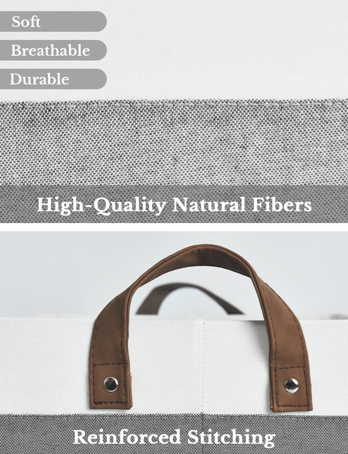 StorageWorks Storage Bins, Fabric Storage Bins for Shelves, Extra Large Storage Baskets with Metal Frame, Closet Baskets and Bins with Handles, Jumbo, Gray and White, 2-Pack