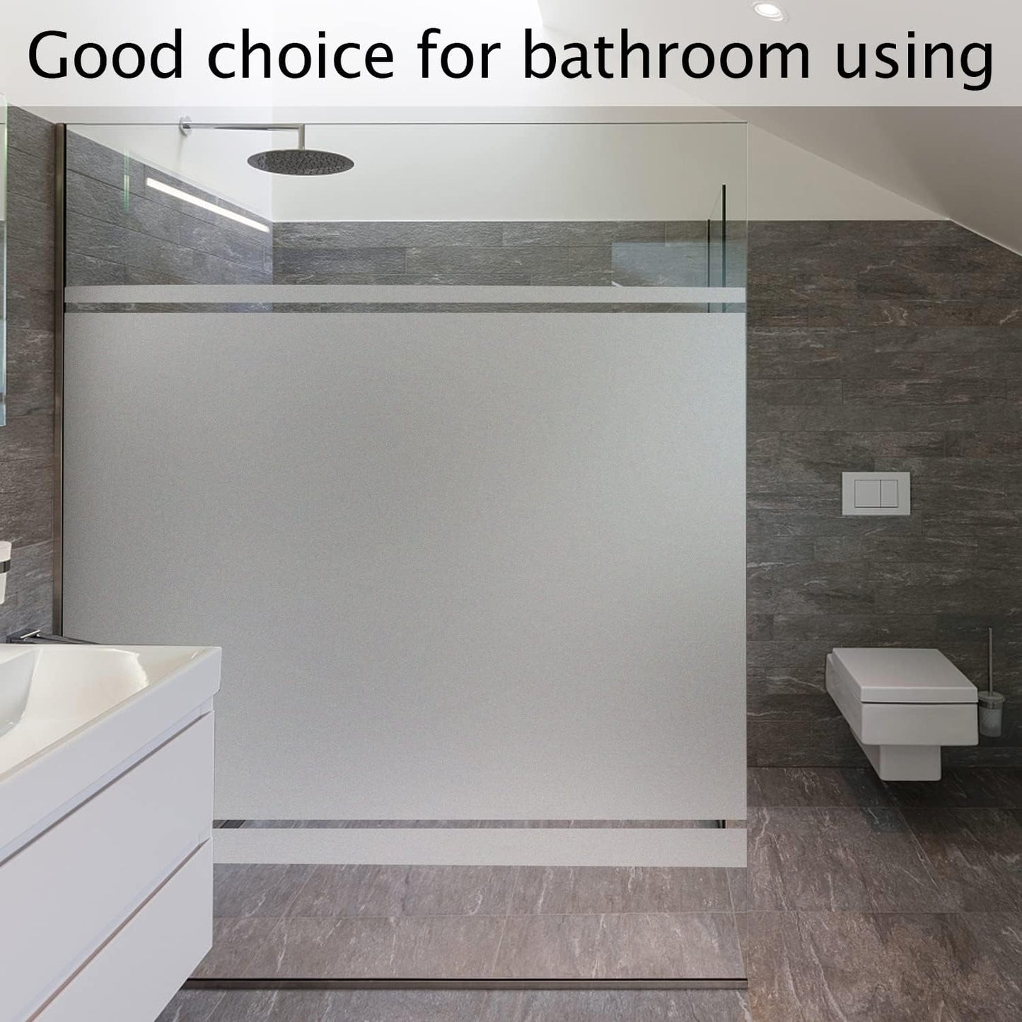 HIDBEA Frosted Window Privacy Film Heat Control UV Blocking, Static Cling Non-Adhesive Reusable Door coverings for Bathroom Home Office (Frosted 29.5 Inch x 9.8 Feet)