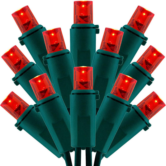 200 Count Red Wide Angle LED Christmas Lights, 66 ft Green Wire UL Certified Commercial Grade 5mm Holiday String Light Set (Red)
