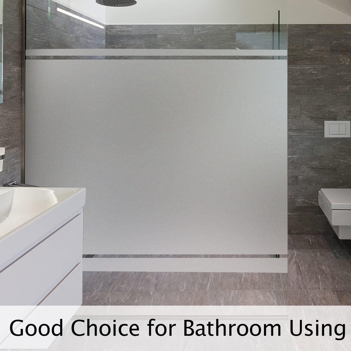 HIDBEA Frosted Window Privacy Film Heat Control UV Blocking, Static Cling Non-Adhesive Reusable Door coverings for Bathroom Home Office (Frosted 35.4 Inch x 8.2 Feet)