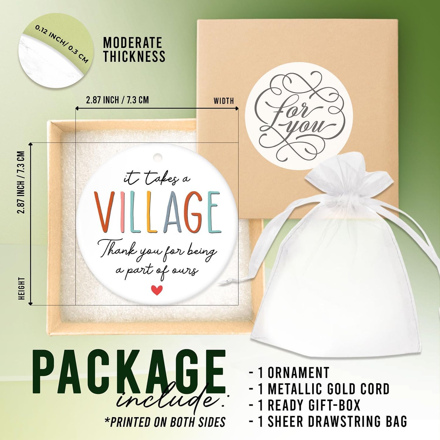 HEXMOZ Thank You Gifts for Women Men - Teacher Appreciation Gifts - Nurses Week Gift - Appreciation Gift for Teacher Nurse Coworker Employee Daycare Provider Nanny Babysitter - Christmas Ornament