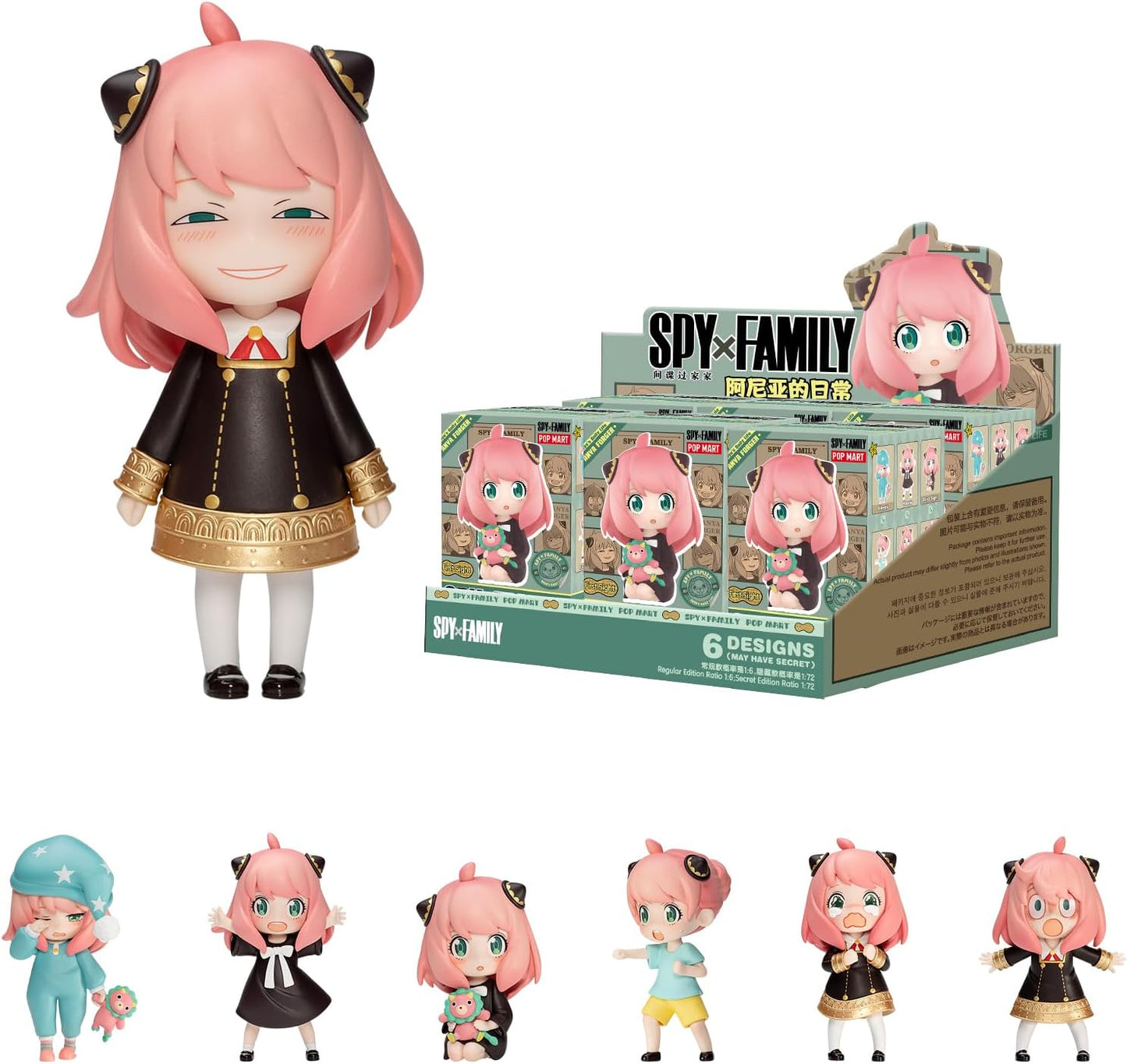 POP MART Spy × Family Anya's Daily Life Series Figures, 6PCs Spy Blind Box Figures, Random Design Action Figures Collectible Toys Home Decorations, Holiday Birthday Gifts, Whole Set
