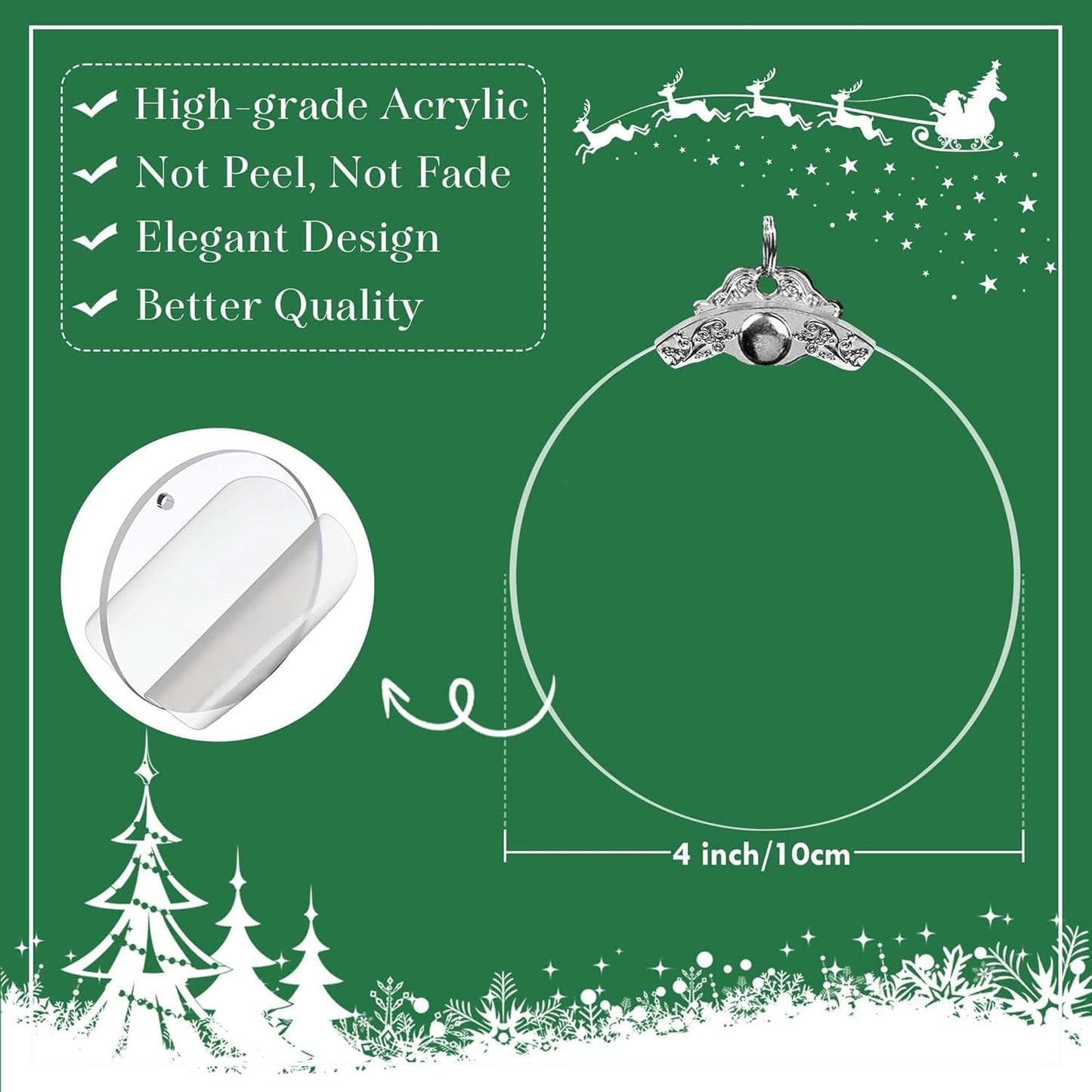 2025 Christmas Ornament, Stained Glass Effections, Christmas Tree 4 Inch Acrylic Ornament Art, White Elephant Gifts Car Interiors Decors, Christmas Decor (Quilling Deer)