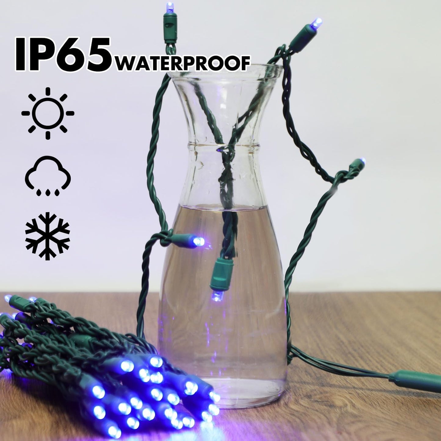 1200LED (24pk of 50L) String Lights, LED Christmas Lights, 6" SPACING,Green Wire, Blue
