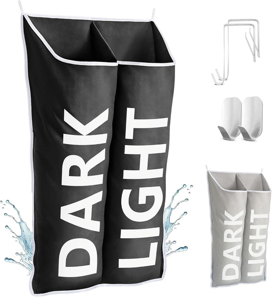 Hanging Laundry Hamper Bag XL 40x22", Space Saving over the Door Storage Bags, Behind the Door Hampers for Dirty Clothes & Wall Mounted Basket for Bathroom, Organizer for Small Room Spaces RV