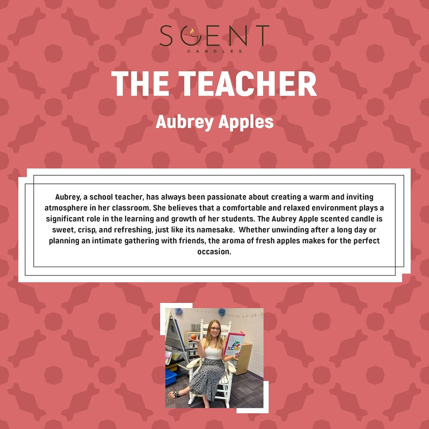 | Highly Scented Candles - Aromatherapy Candles for Home | Aubrey Apple Candle | 12oz Glass Jar | 100% Natural Soy Wax Candles | Burn Time 60-70 Hours