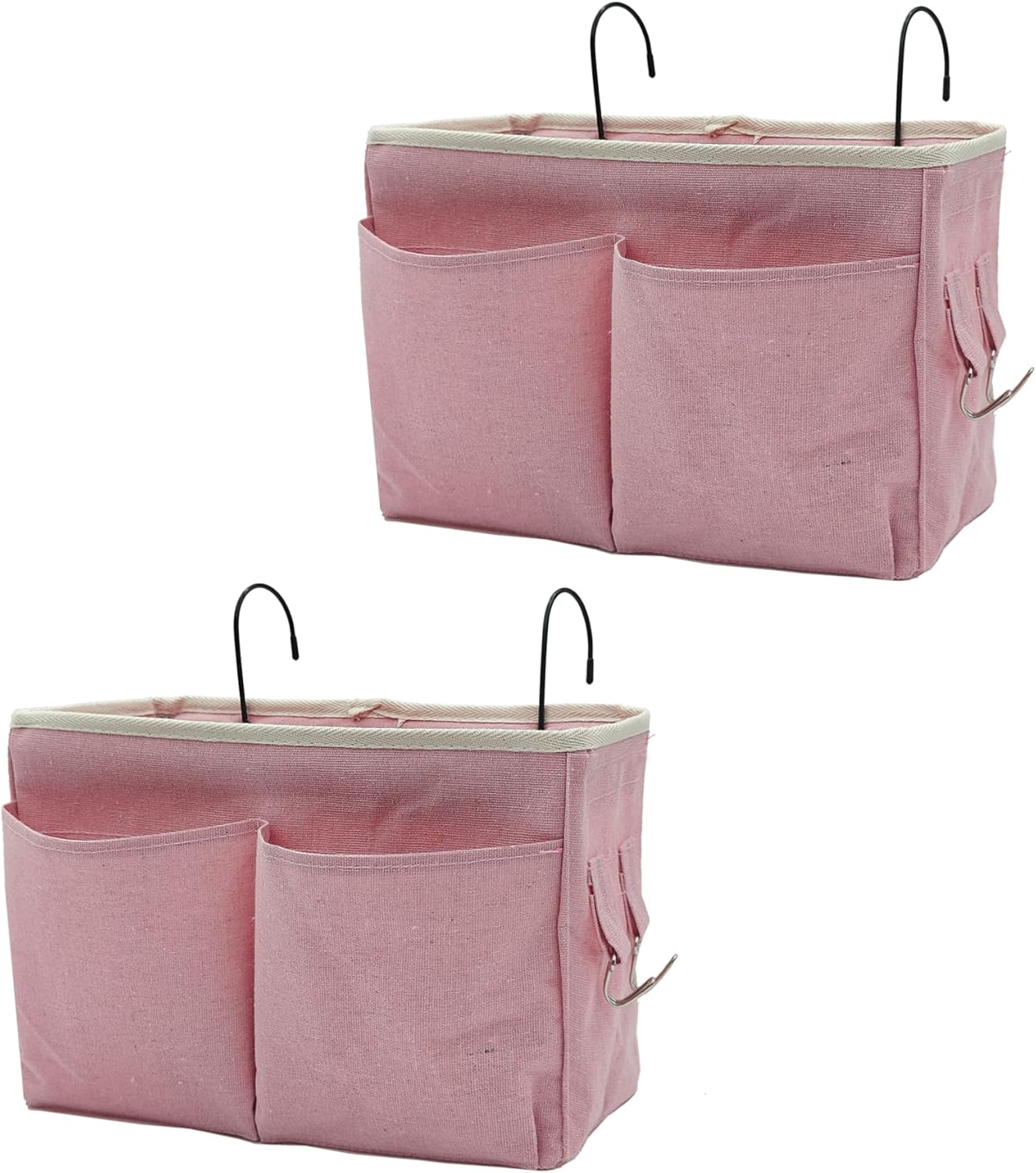 2-Pack Bedside Caddy Bedside Hanging Storage Basket Multi-Function Organizer Caddy for Bunk and Hospital Beds Dorm Rooms Bed Rails, Can be Placed Glasses Books Mobile Phones（2 pcs pink）