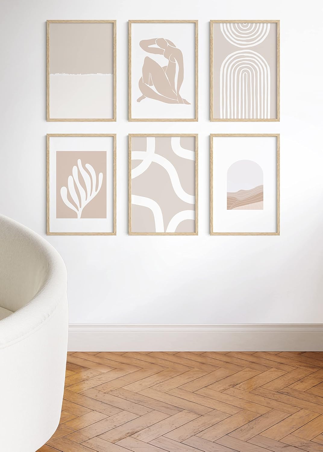 HAUS AND HUES 20 x 30 Frame Set of 9-20 By 30 Picture Frame, 20x30 Poster Frame Wood, Big 20 Inch x 30 Inch Frame, Natural 30x20 Picture Frame, 20 x 30 Picture Frame (20x30 Beige Frame)