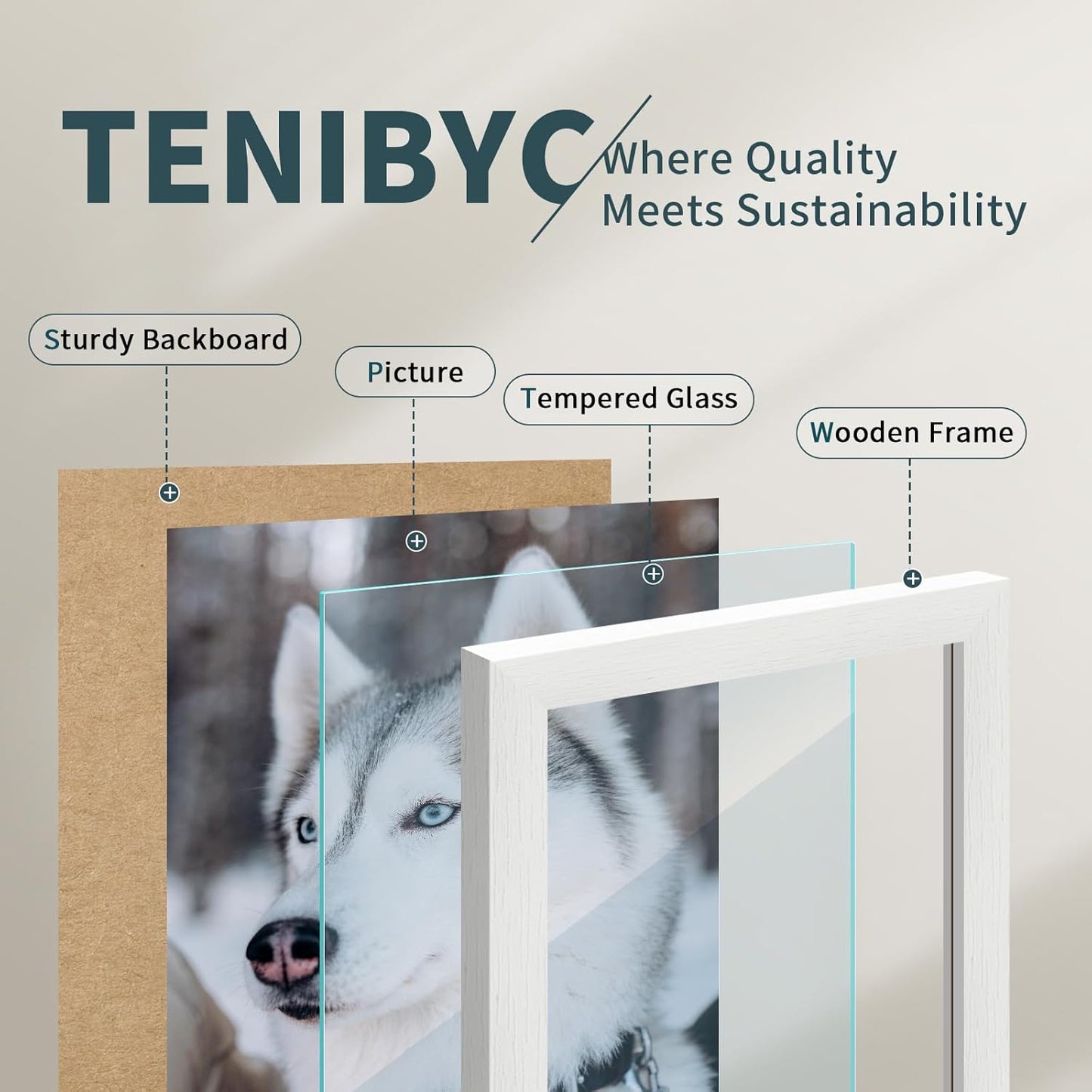 13x19 Picture Frame 3 pk, Textured White Solid Wood Poster Frame, HD Tempered Glass, Wall Gallery Frame