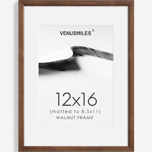 12x16 Picture Frame Natural Solid Walnut Photo Frames with 8.5x11 Removable Mat Wall Hanging Large Handcrafted Frame with HD Plexiglass Wall and Tabletop Display Large Poster Frame