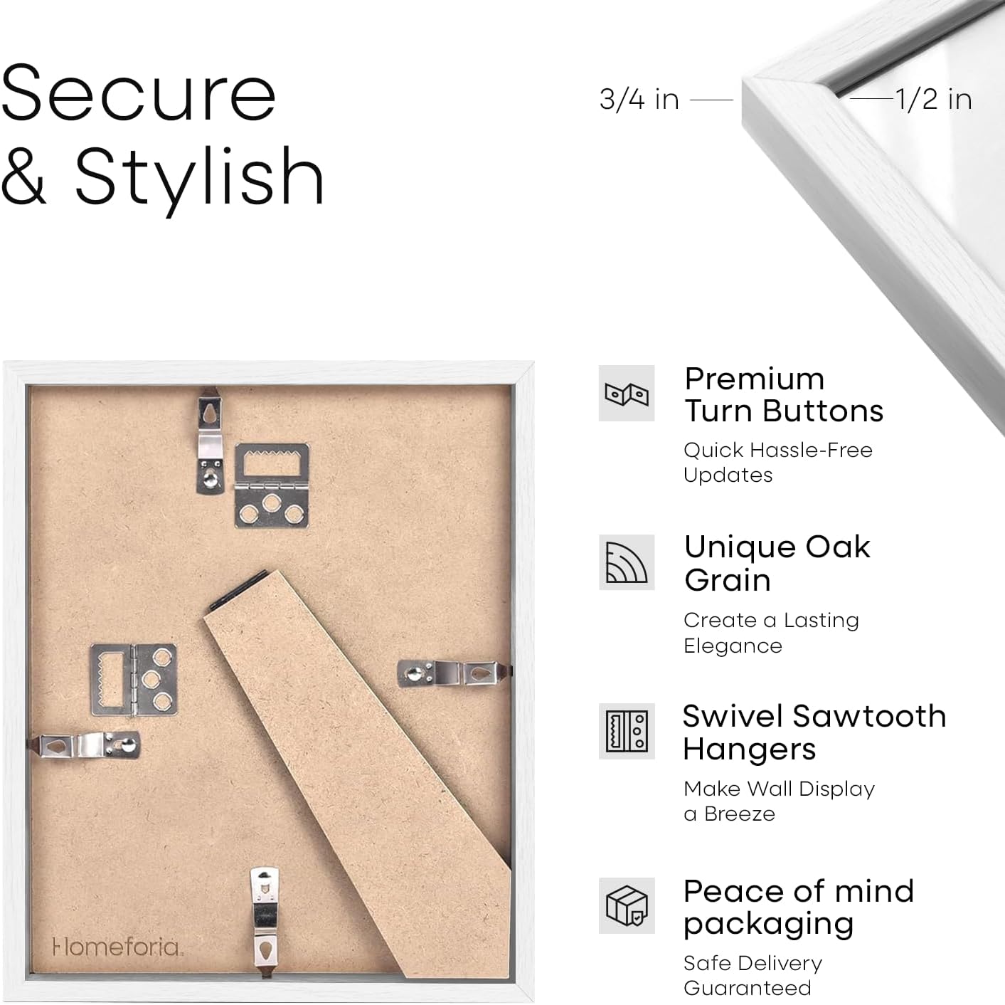 Homeforia 8.5x14 Marriage License Frame White, High End Oak 8.5x14 Certificate White Wood Frames, 8.5by14 Wooden Frame for Wall & Tabletop, 8.5 by 14 Picture Frames, Tempered Glass, Wall Kit, Set of 1