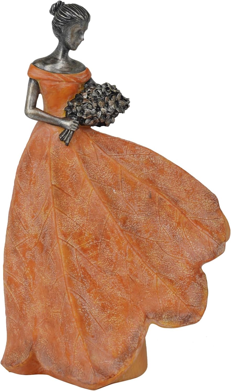 Guichifun Fairy Statue Collection Home Decoration - Orange Leaf Angel Girls Resin Home Decor for Outside or Inside Rustic Garden Outdoor Yard Decorations Figurines Gift 7.5 x 4.5 x 11.5 Inch