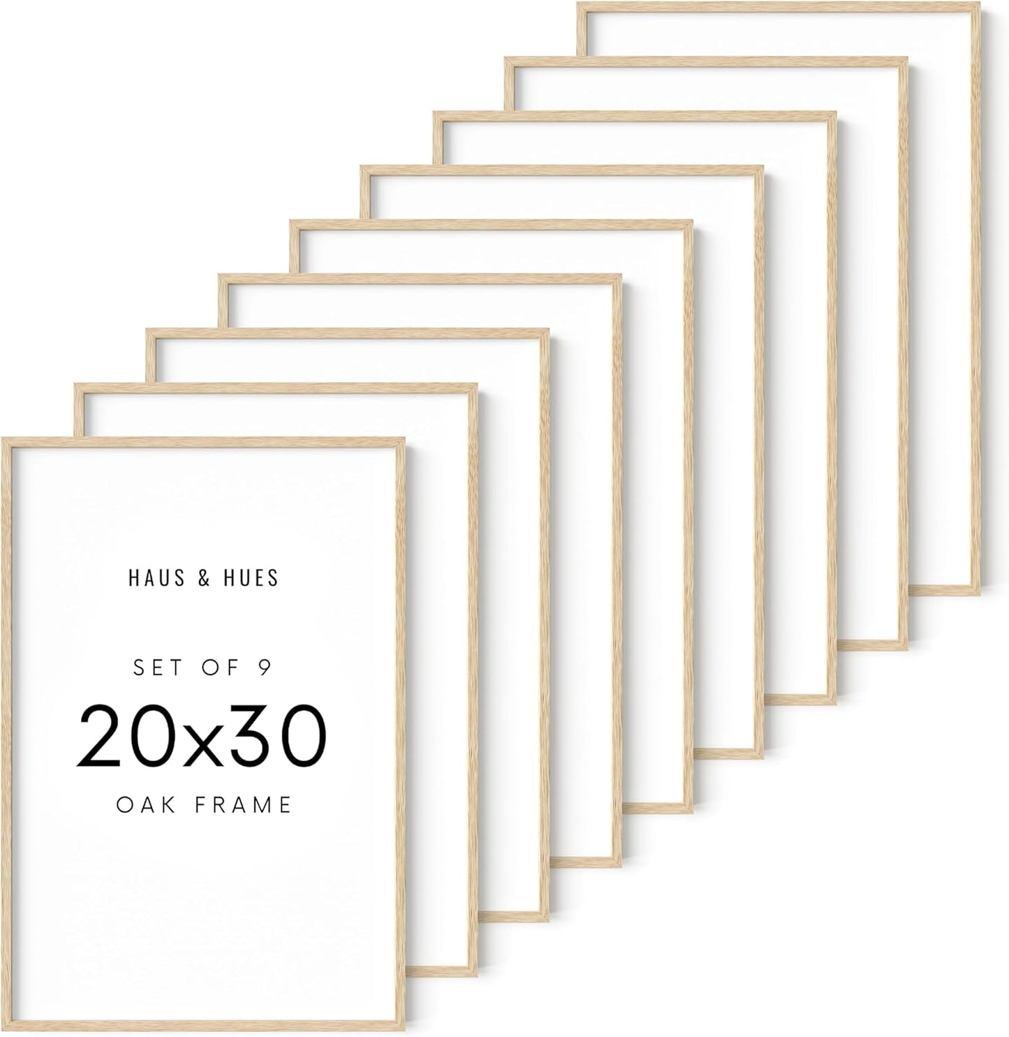 HAUS AND HUES 20 x 30 Frame Set of 9-20 By 30 Picture Frame, 20x30 Poster Frame Wood, Big 20 Inch x 30 Inch Frame, Natural 30x20 Picture Frame, 20 x 30 Picture Frame (20x30 Beige Frame)