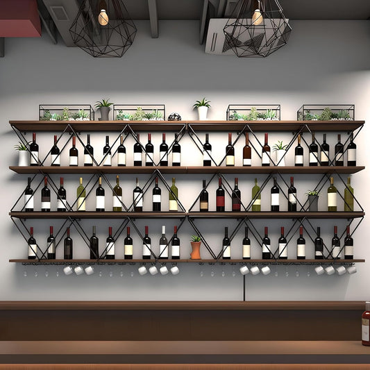 118in Wine Rack Wall Mount with Glass Holder, DIY Floating Wine Rack, Multi-Function Bar Wine Bottle Display Rack for Commercial Restaurants, Tea Rooms, Bars, Wine Cellars (black, 118in/300cm)