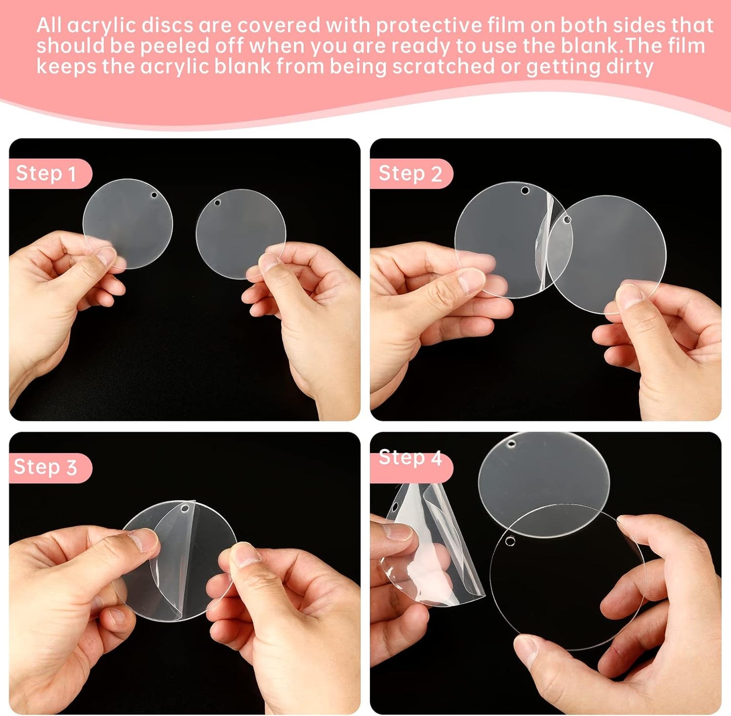 100pcs with Holes 1inch Blank Mini Acrylic Round Sheets, 2mm Thick Clear Circular Blank Tags for DIY Mini Pendant Jewelry Crafts Making Materials