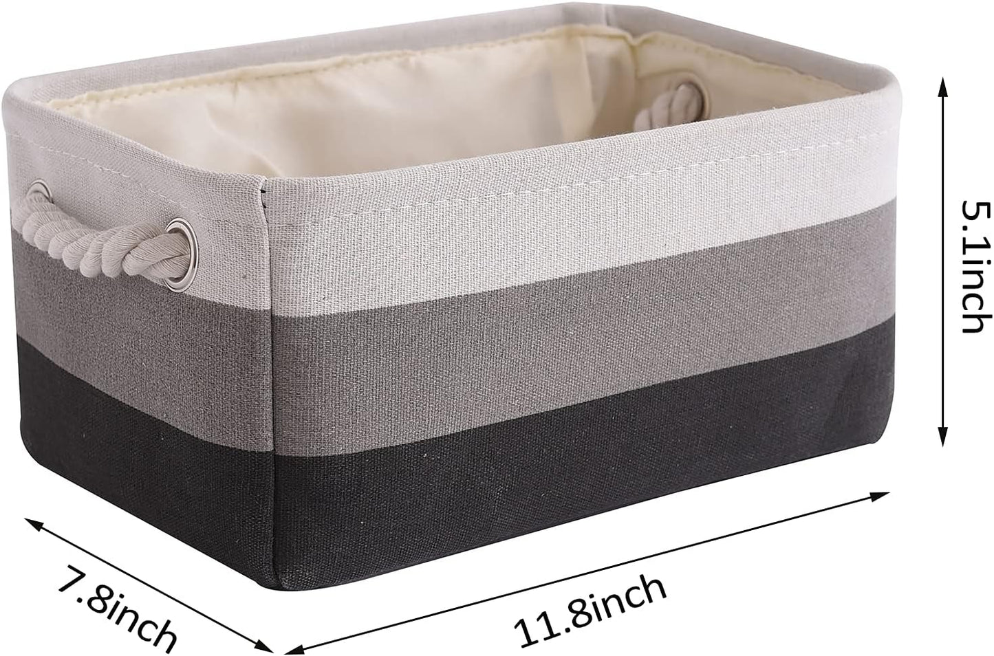 TcaFmac Small Fabric Storage Baskets for Organizing [6 Pack] Closet Storage Bin Foldable Storage Baskets for Shelf Canvas Storage Bins Decorative Basket with Handles(Gradient Gray,12" L×8" W×5" H)