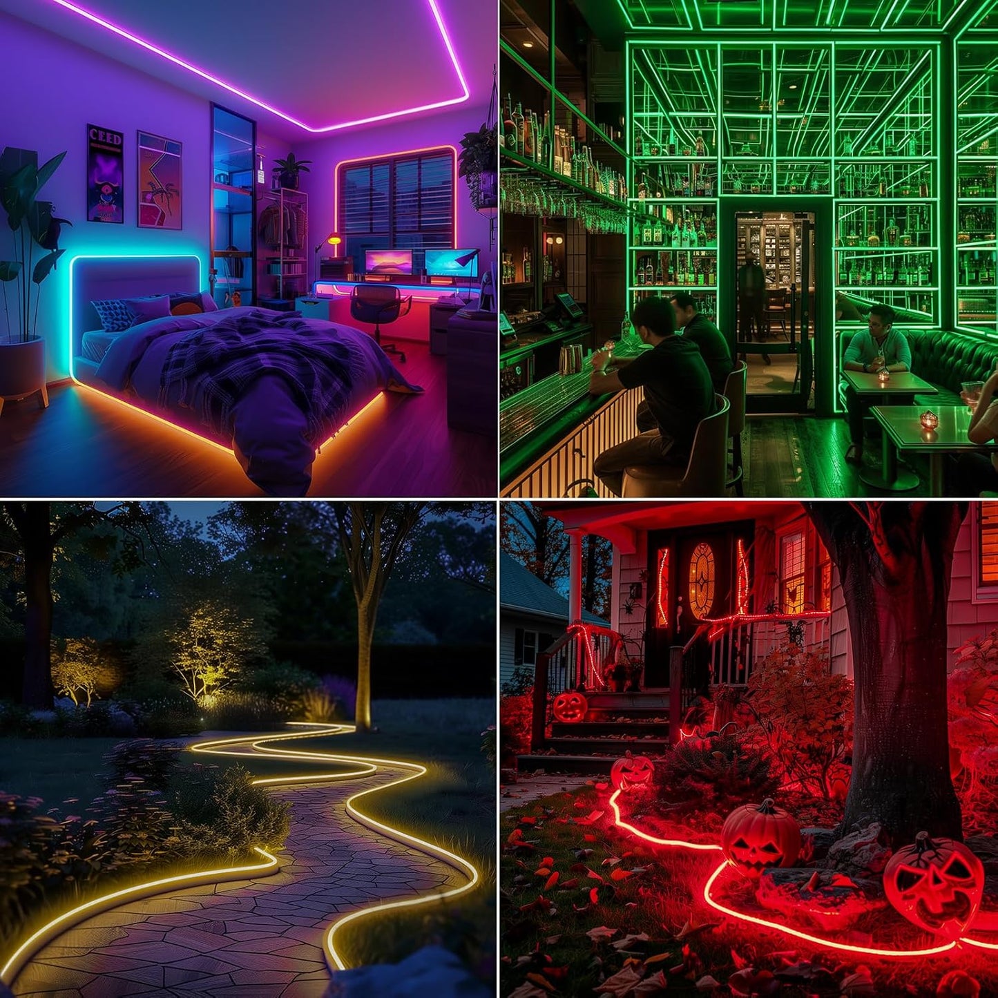 GZBtech RGB LED Neon Rope Lights 66FT/20M, AC 110-120V Waterproof Color Changing LED Rope with Remote Controller, Dimmable Multi Color Neon Rope Lighting for Indoor Outdoor Commercial Use