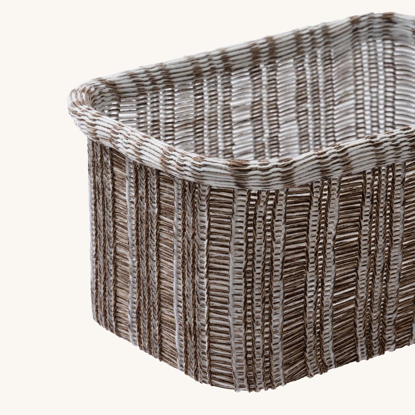 La Jolie Maison Blended Fabric Storage Baskets Set of 2, Rectangle Knitted Baskets for Organizing, Boho Decorative Baskets, Unique Design, Durable Finish, Mocha