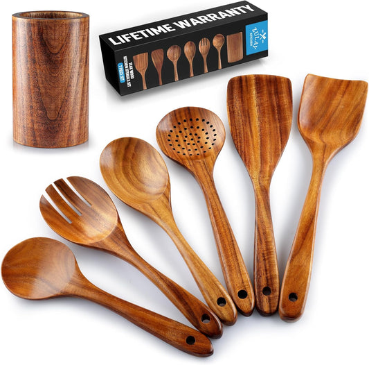 Wooden Utensils Set in Teak - Kitchen Essentials by Zulay Kitchen