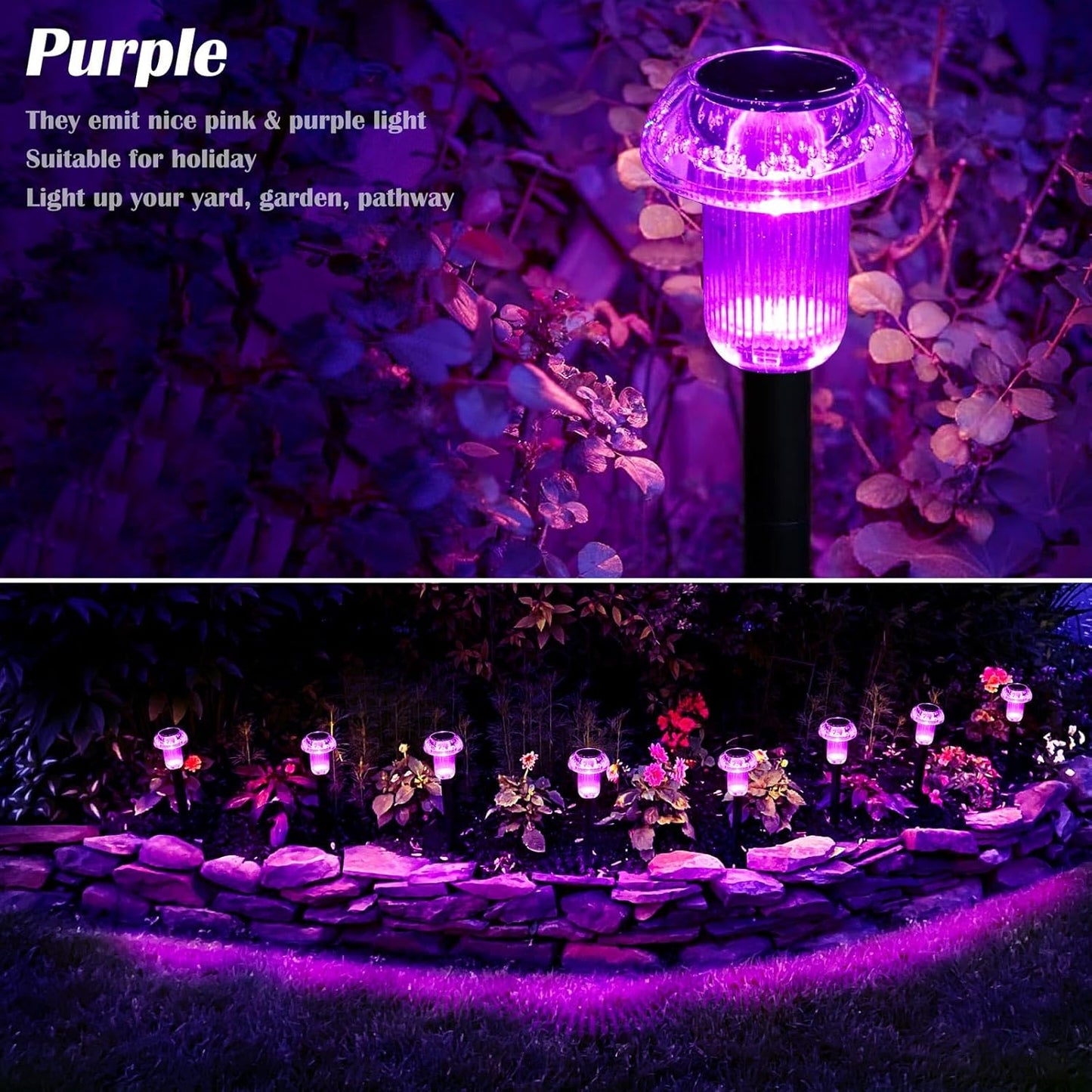 Halloween Solar Lights Outdoor 8 Pack Purple LED Waterproof Mushroom Outside Lights for Yard Garden Patio Pathway Walkway Landscape Halloween Decorations
