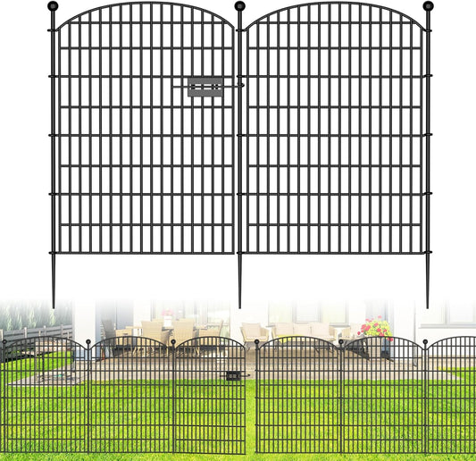 20 Panels No Dig Decorative Garden Fence with Gate - 40 in (H) x 47.2 ft (L) 19 Panels + 1 Gate, Dog Fence Outdoor for Yard, Rustproof Metal Animal Barrier Ground Stakes Fencing for Garden