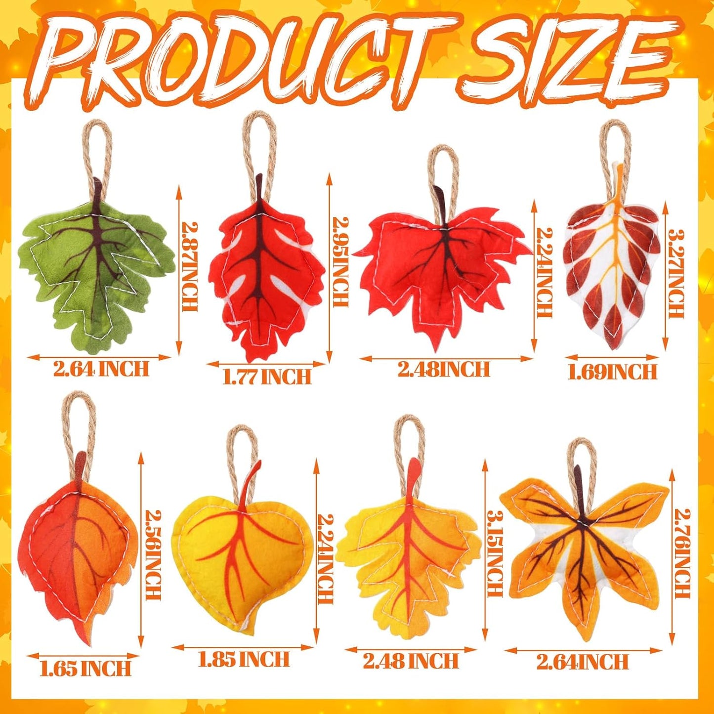 24 Pcs Fall Tree Ornaments Thanksgiving Tree Decoration 3D Felt Maple Leaf Pumpkin Hanging Ornaments for Farmhouse Harvest Autumn Fall Decorations(Maple Leaf)