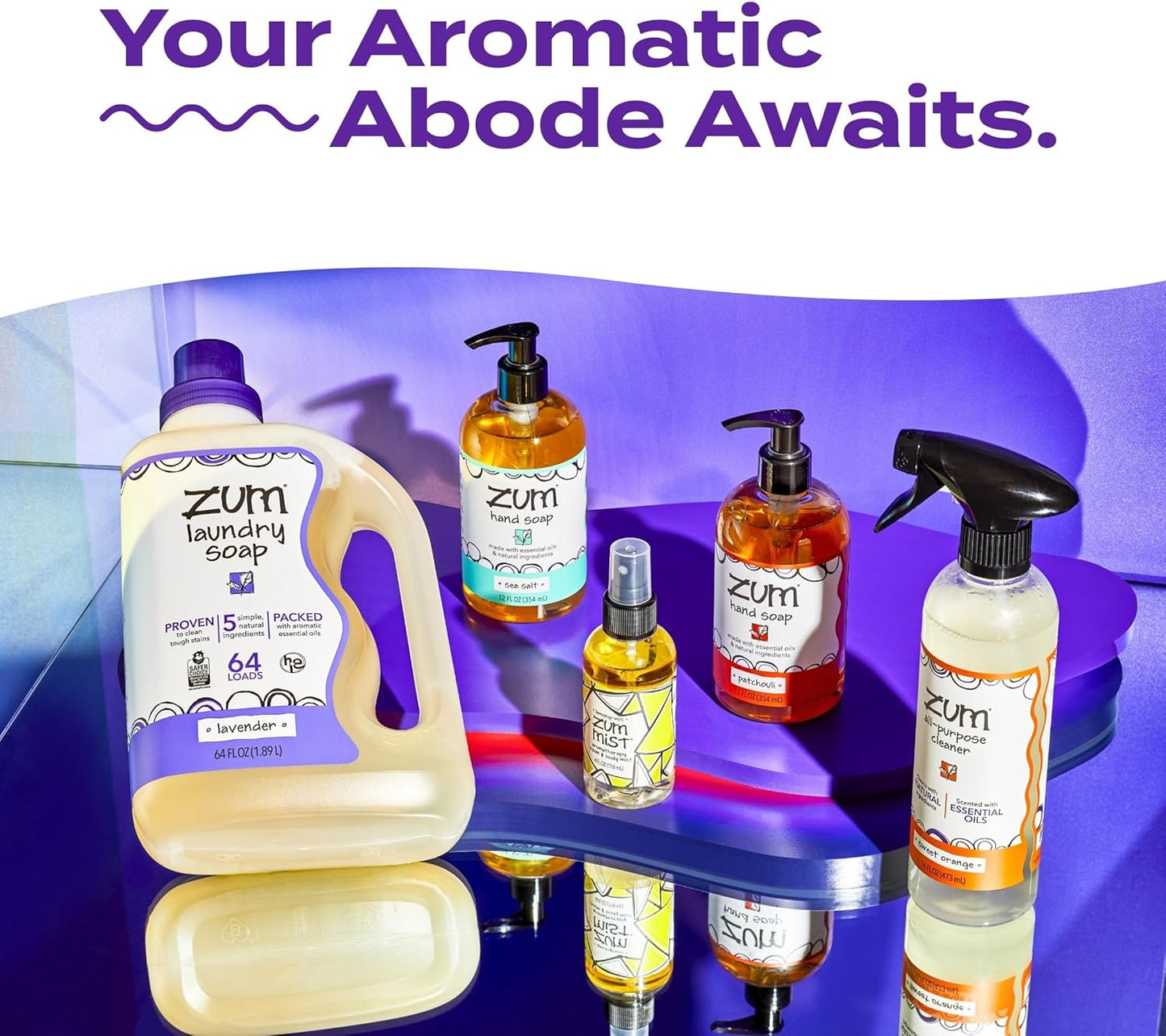 Indigo Wild Zum Clean Laundry Soap - Plant-Based Liquid Laundry Soap - Contains Baking Soda, Essential Oils & Saponified Coconut Oil - Lavender Scent - 64 fl oz (2 Pack)