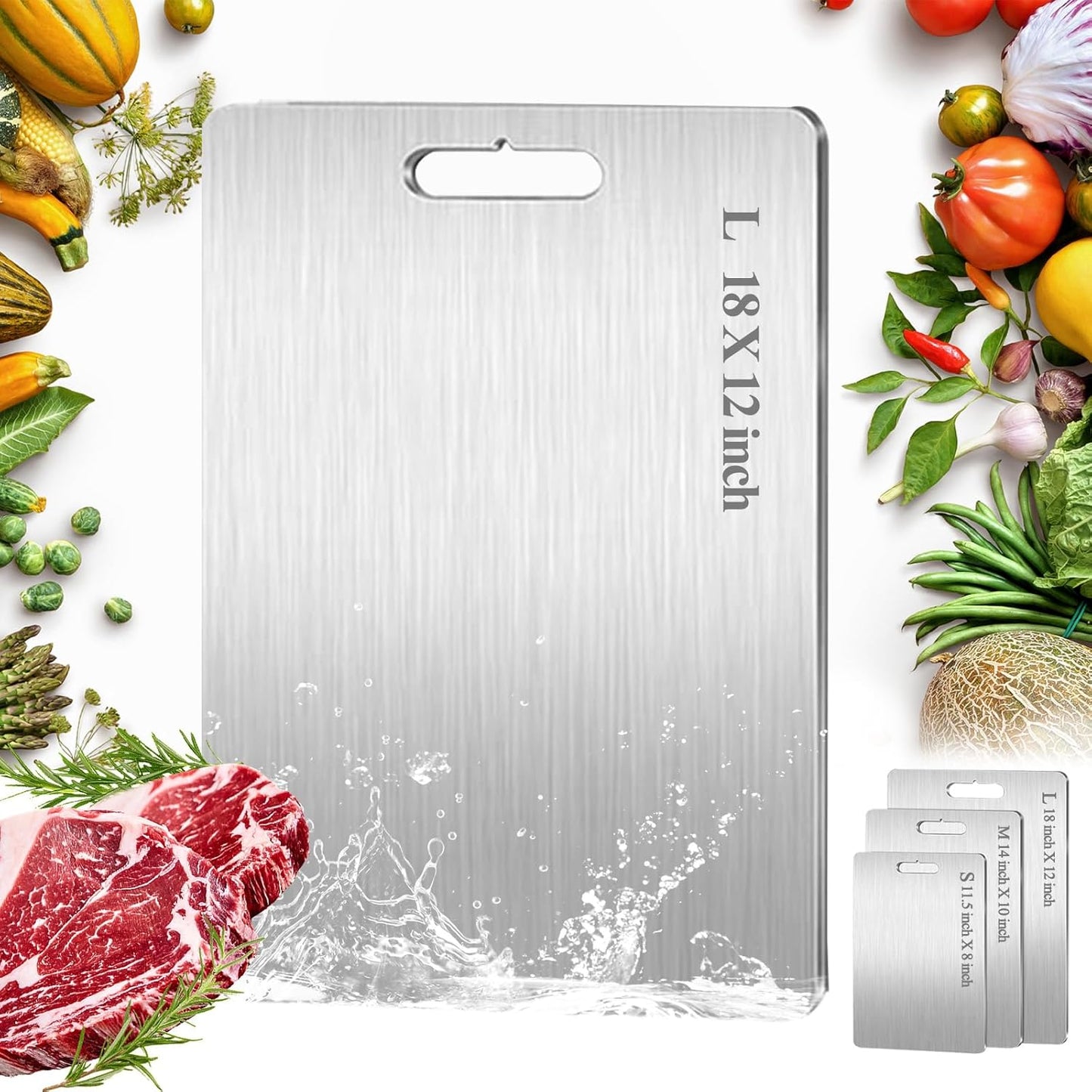 Titanium Cutting Board, 100% Pure Titanium Cutting Boards for Kitchen, Double Sided Food-Grade, Dishwasher Safe Chopping Board for Cutting Meat Vegetable Fruit (18"L x 12"W)