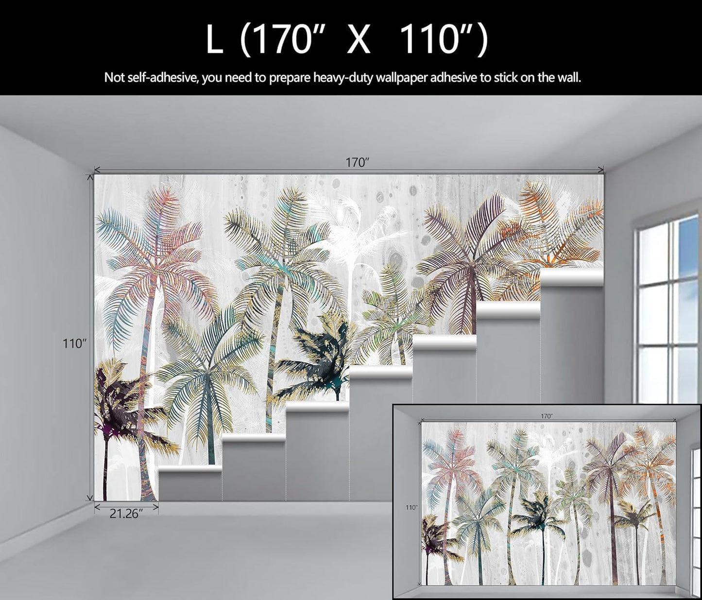 Hand Painted Coconut Tree Wallpaper Bedroom Tropical Plants Leaves Landscape Wall Mural Living Room (Not Peel and Stick)