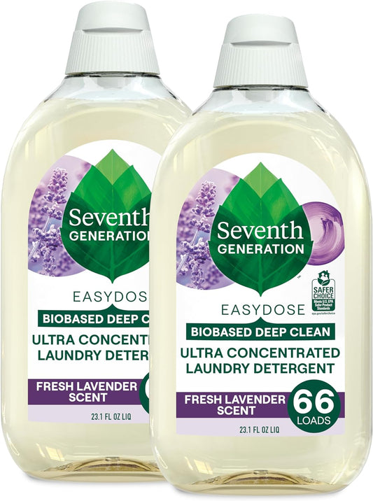 Seventh Generation EasyDose Laundry Detergent Fresh Lavender Scent 2 Pack Ultra Concentrated Washing Detergent 23 oz