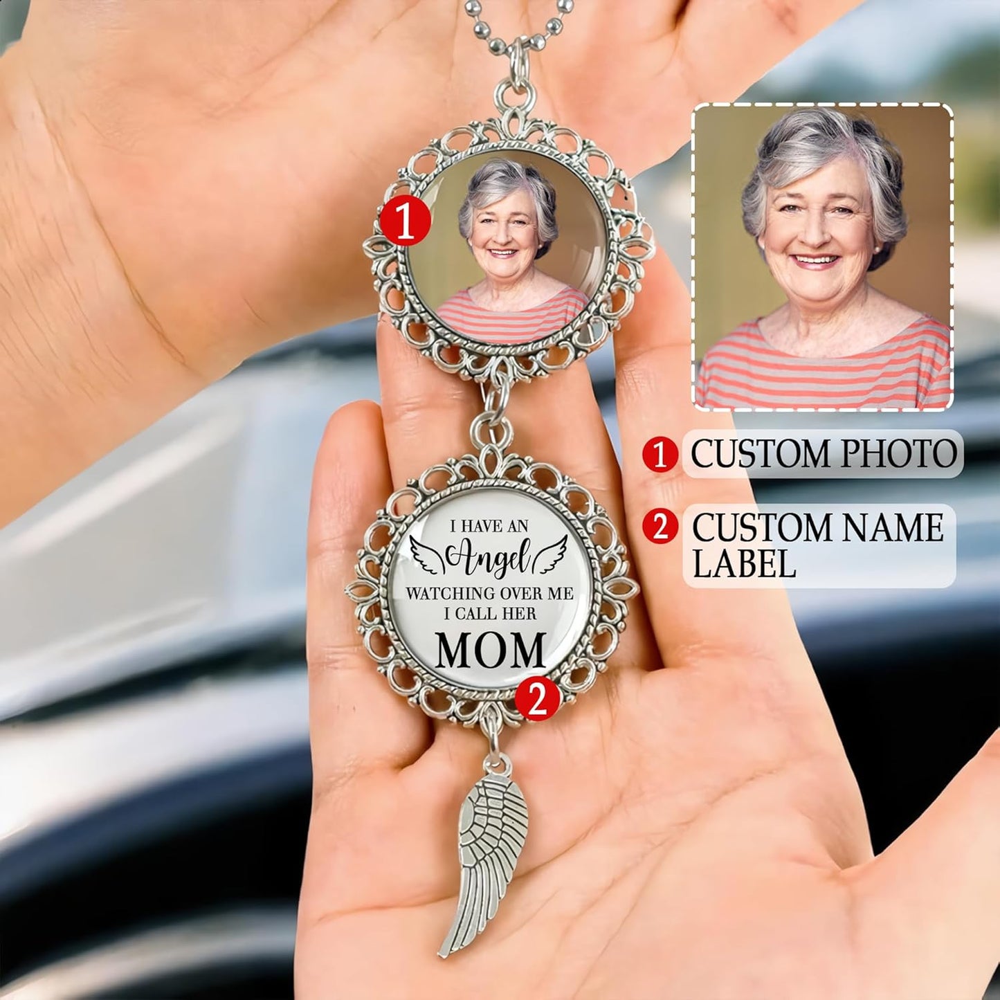 2025 Personalized Memorial Metal Alloy Car Hanging Ornament - Christmas, Birthday, for Loss of Loved One - Custom Photo in Loving Memory Keepsake Decoration
