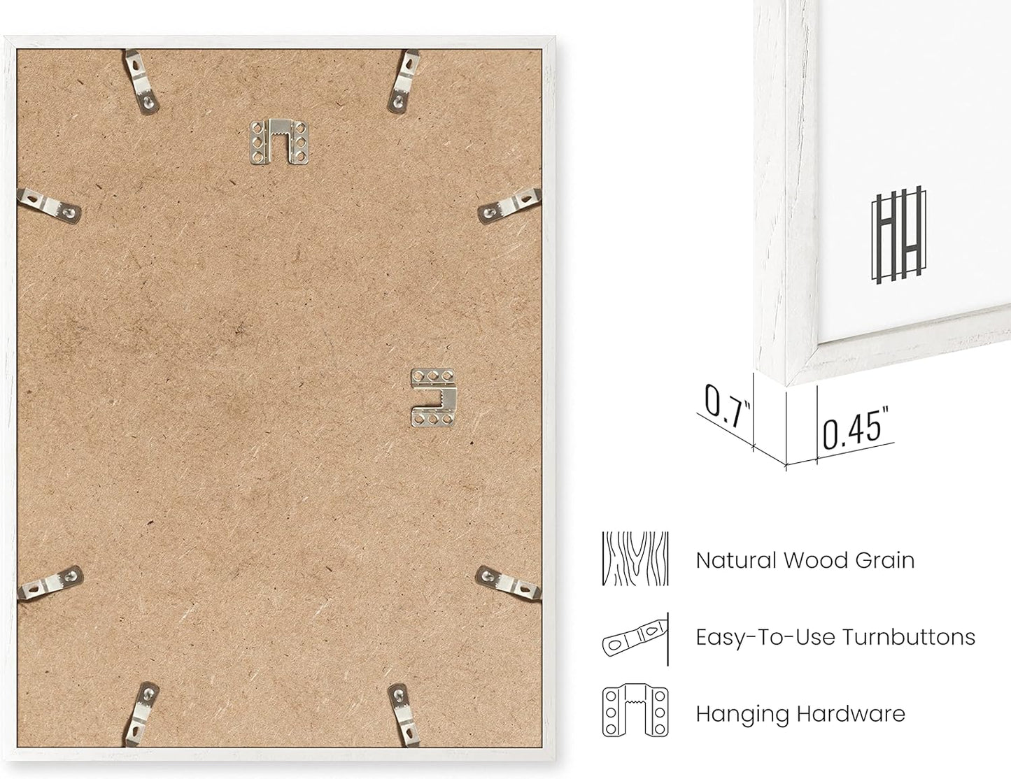 HAUS AND HUES White Oak 8x10 Picture Frame Set - Set of 6 8x10 Picture Frame Wood, White 8x10 Picture Frame Set of 6, Wooden Picture Frames 8x10, 6 8x10 Picture Frames for Wall (White Oak Frame)