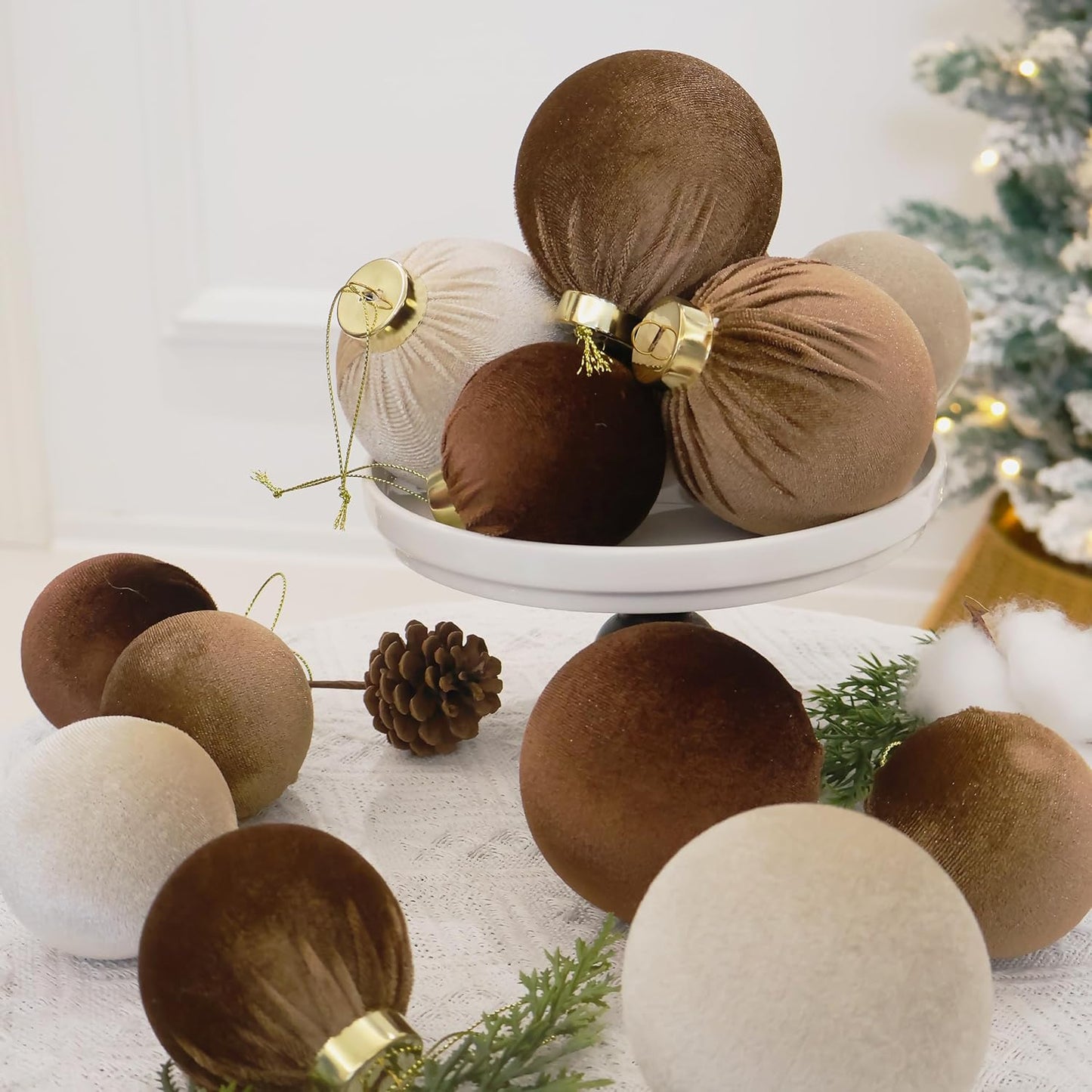 20PCS Velvet Ornaments for Christmas Tree, 2.36INCH Multicolor Flocked Christmas Ornaments Decorations Balls Set Decor