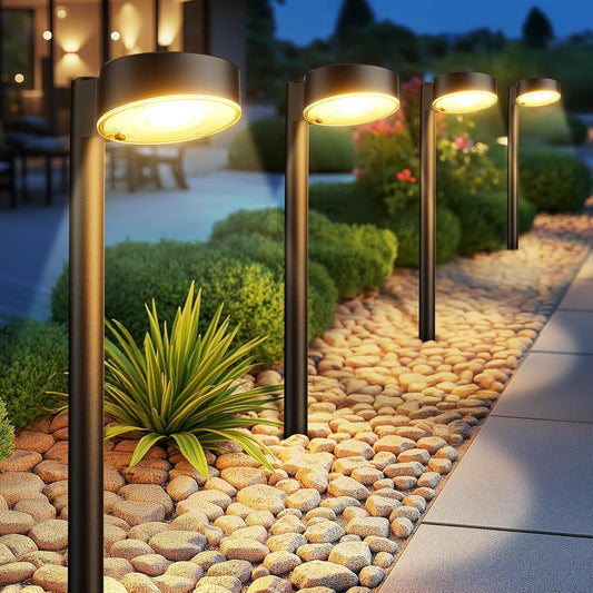 12 Pack Solar Pathway Lights Outdoor, 12 Brighter LED Solar Lights Outdoor Waterproof, Up to 12 Hrs Modern Solar Powered Path Light for Yard Garden Walkway Driveway