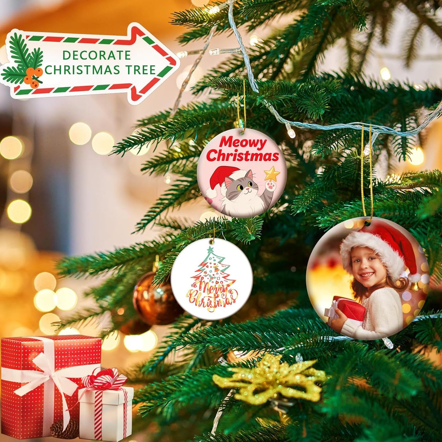 10 PCS Ceramic Sublimation Ornament Blanks Bulk 3 Inch White Round Crafts DIY Personalized Printed Christmas Home Porcelain Paintable Decorate