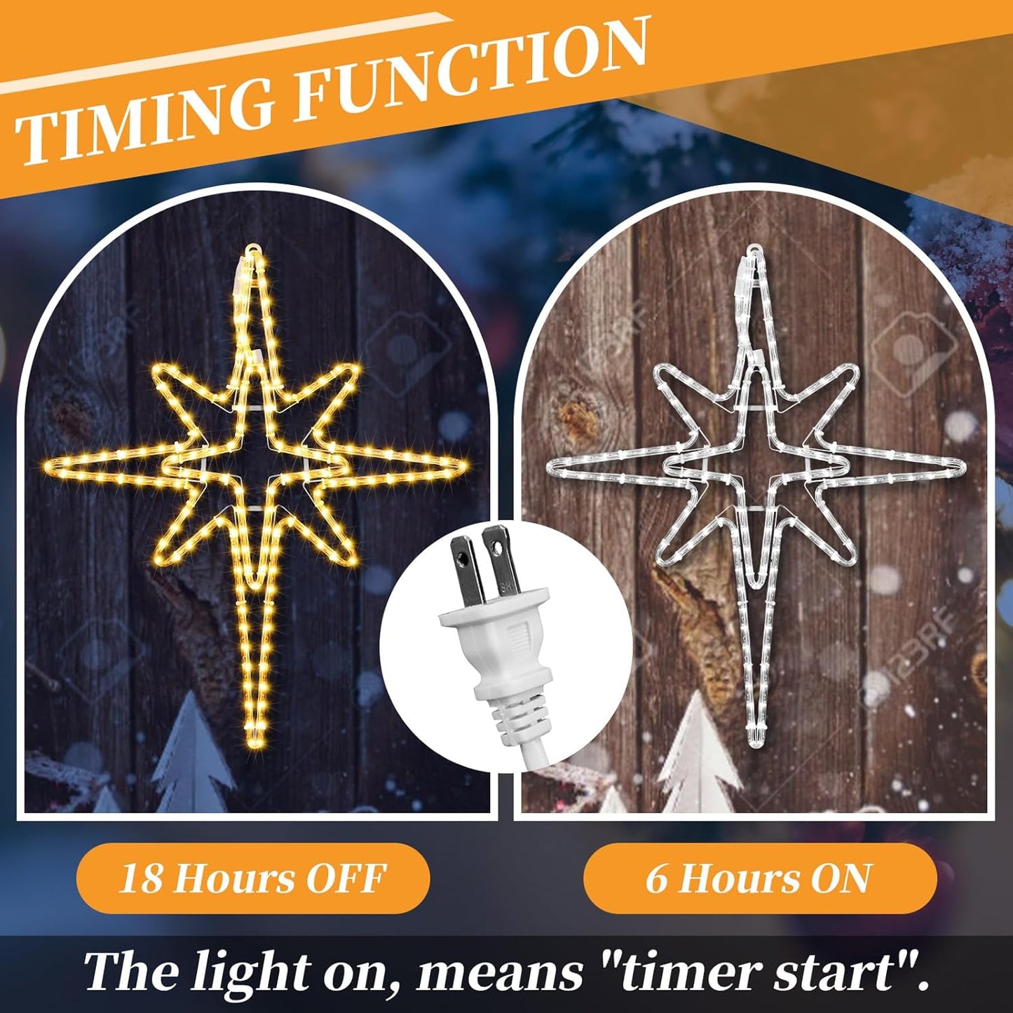 28" Christmas Star of Bethlehem LED Star Hanging Lights Nativity Holy Family Light for Door Window Porch Wall Decoration Plug Operated Lighted Hanging Tree Topper(Warm Light)