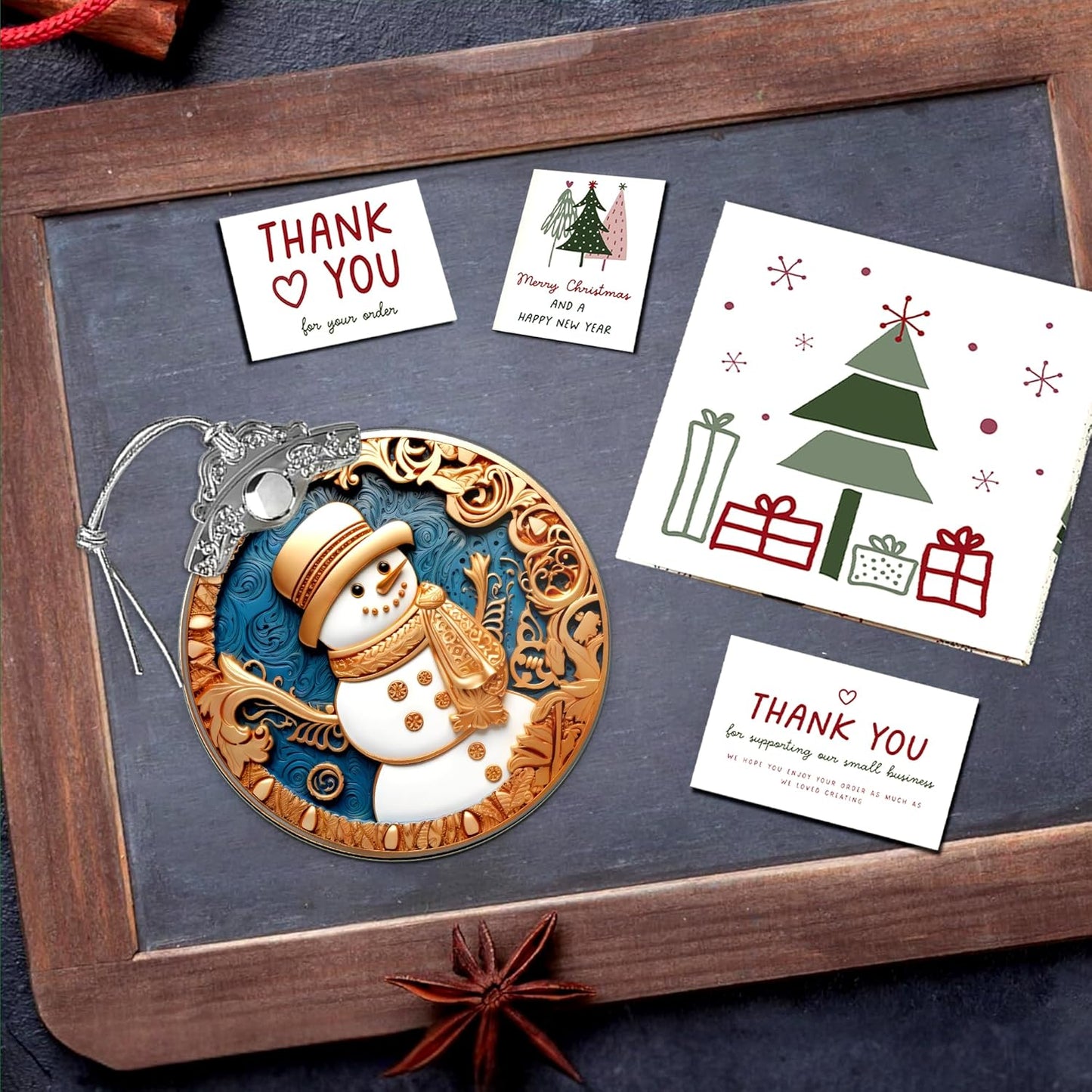 2025 Christmas Ornament, Stained Glass Effections, Christmas Tree 4 Inch Acrylic Ornament Art, White Elephant Gifts Car Interiors Decors, Christmas Decor (Yellow Hat Snowman)