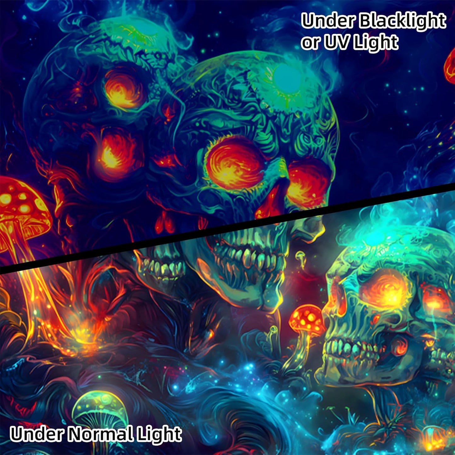 Halloween Tapestry, Blacklight Tapestry for Halloween Party Decor Hanging Tapestries Backdrop Wall Art Poster for Bedroom Dorm 90x70in