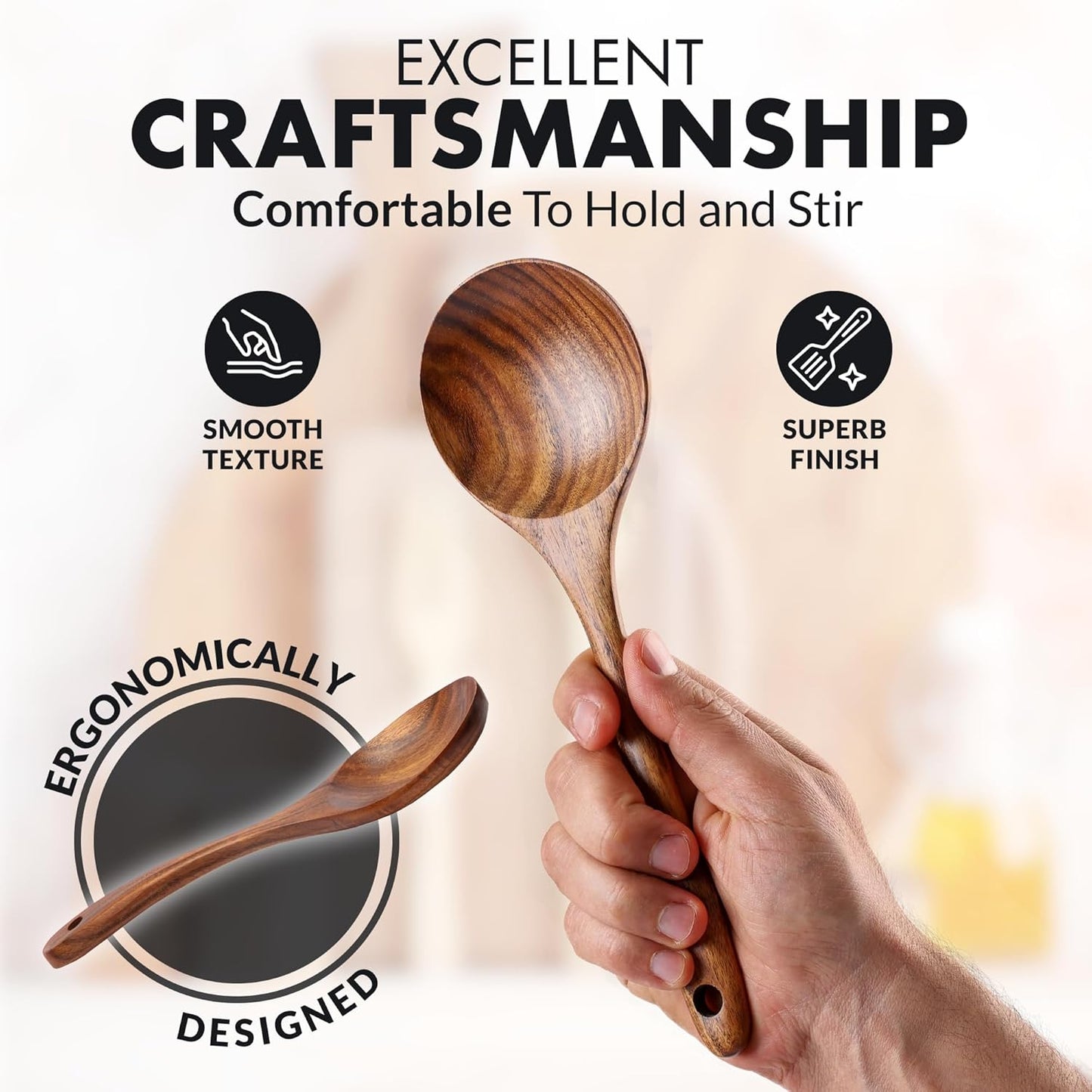 Wooden Utensils Set in Teak - Kitchen Essentials by Zulay Kitchen