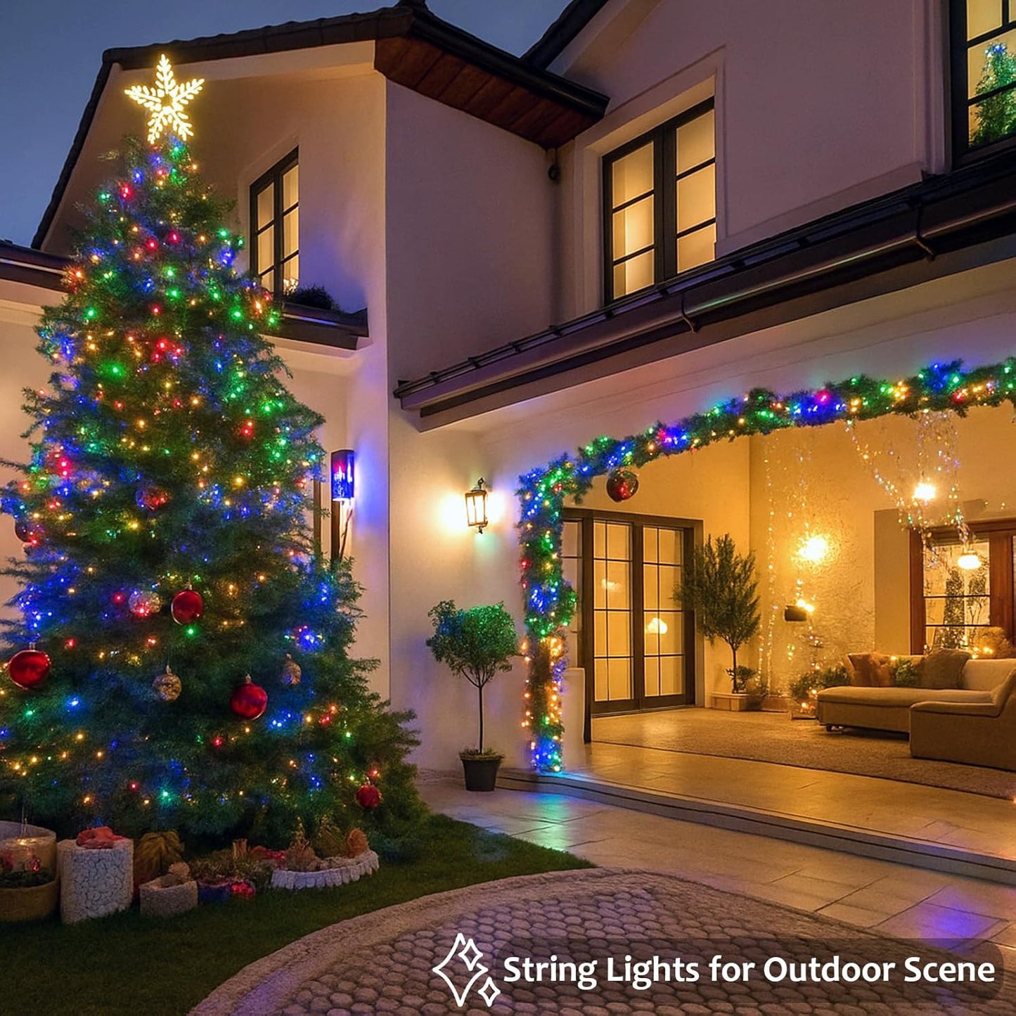 2 Pack String Lights Battery Operated with Timer, 66FT 200 LED Waterproof Battery Twinkle Lights, 8 Modes Fairy Light for Indoor & Outdoor Party Bedroom Garland Tree Christmas Decorations (Multicolor)